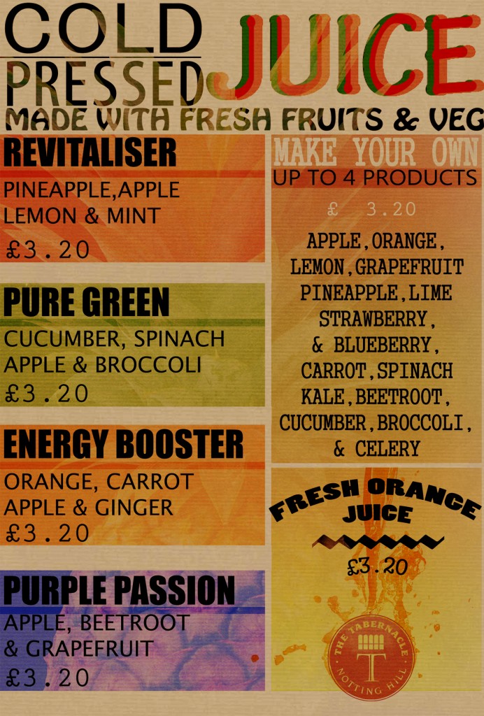 Fresh Juice menu