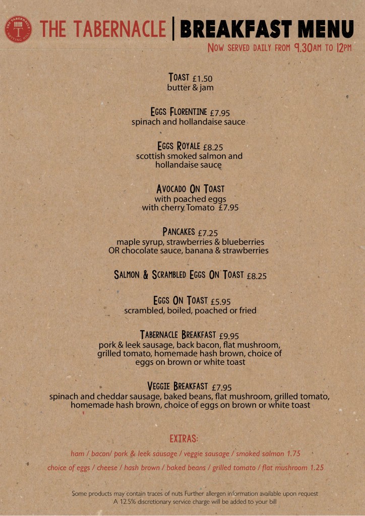 NEW MENU BREAKFAST brown paper